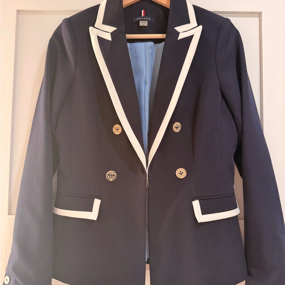 Tommy Hilfiger Dark Blue Blazer with White Accents